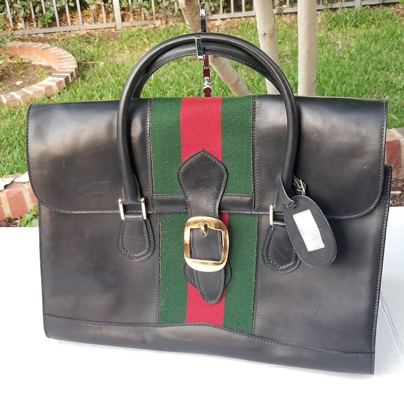Auth Vintage Gucci Web Rare UNISEX Boston Carryall weekender mini luggage XL bag - Picture 5 of 16